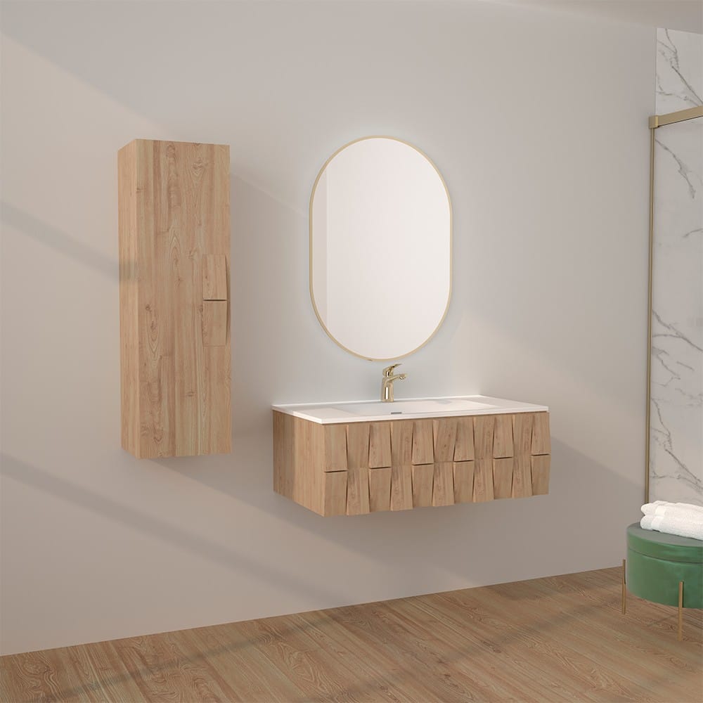 MEUBLE STRATEGE 90CM CHENE CLAIR BOIS MASSIF