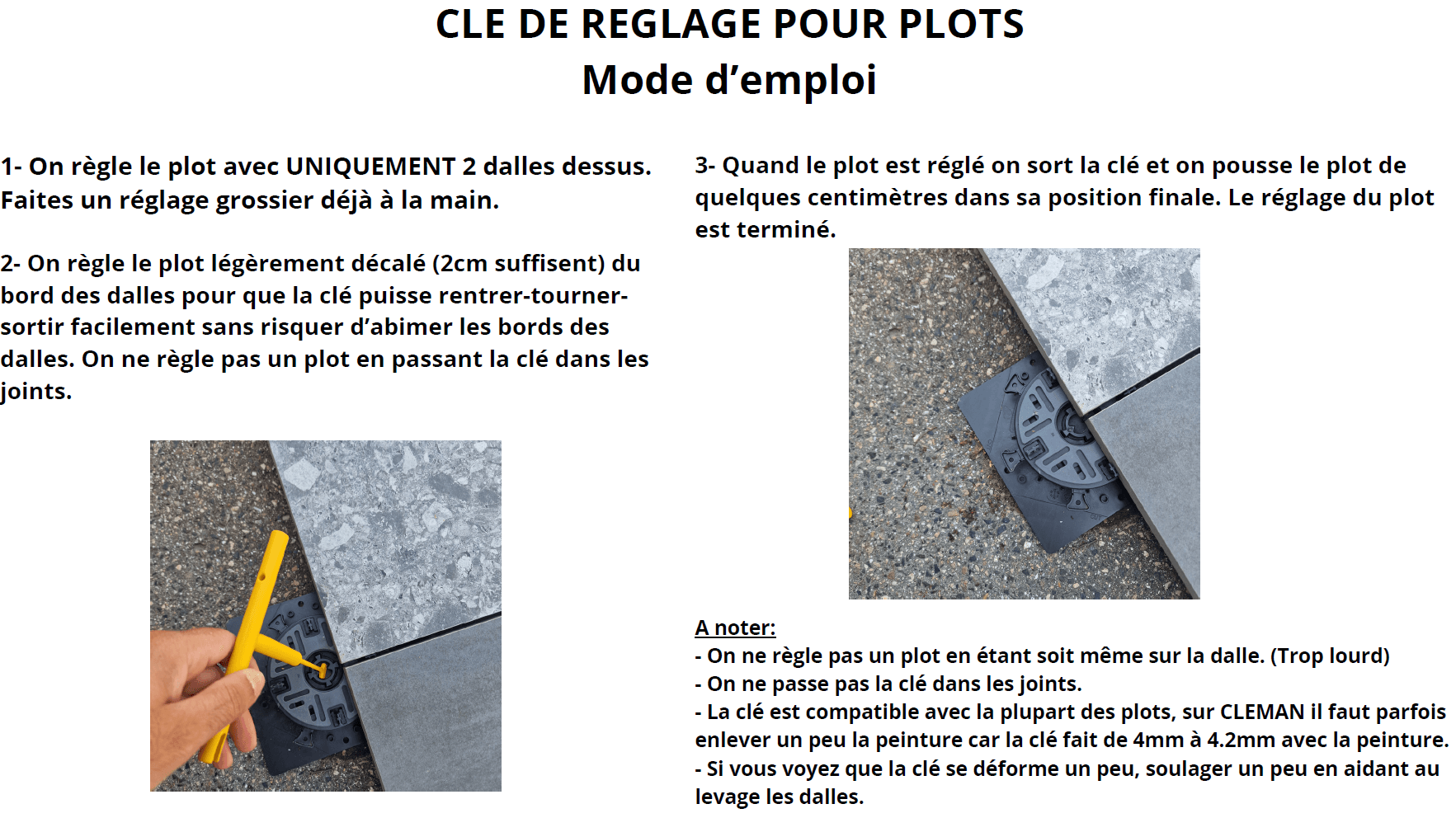 Clé pour le Réglage des Plots pour Dalle Petit Format – Image 5