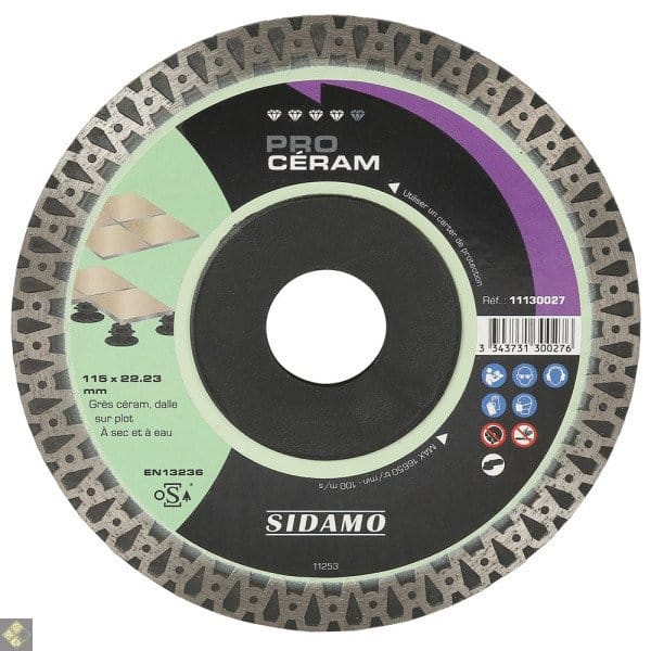Sidamo - Disque diamant PRO CÉRAM D. 115x22,23x10mm