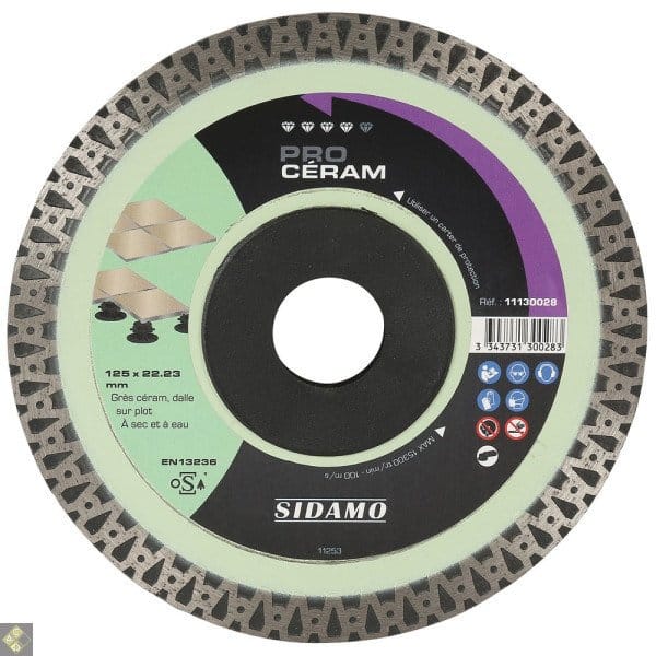 Sidamo - Disque diamant PRO CÉRAM D. 125x22,23x10mm