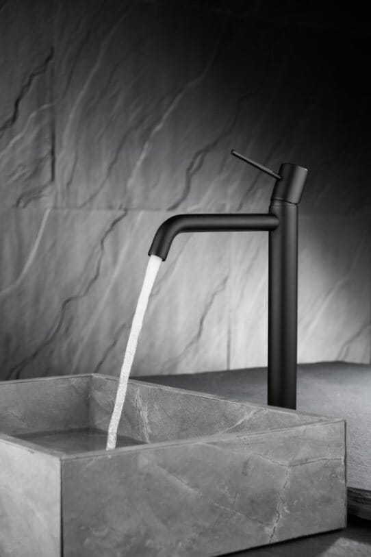 MITIGEUR LAVABO GALA HAUT NOIR MAT