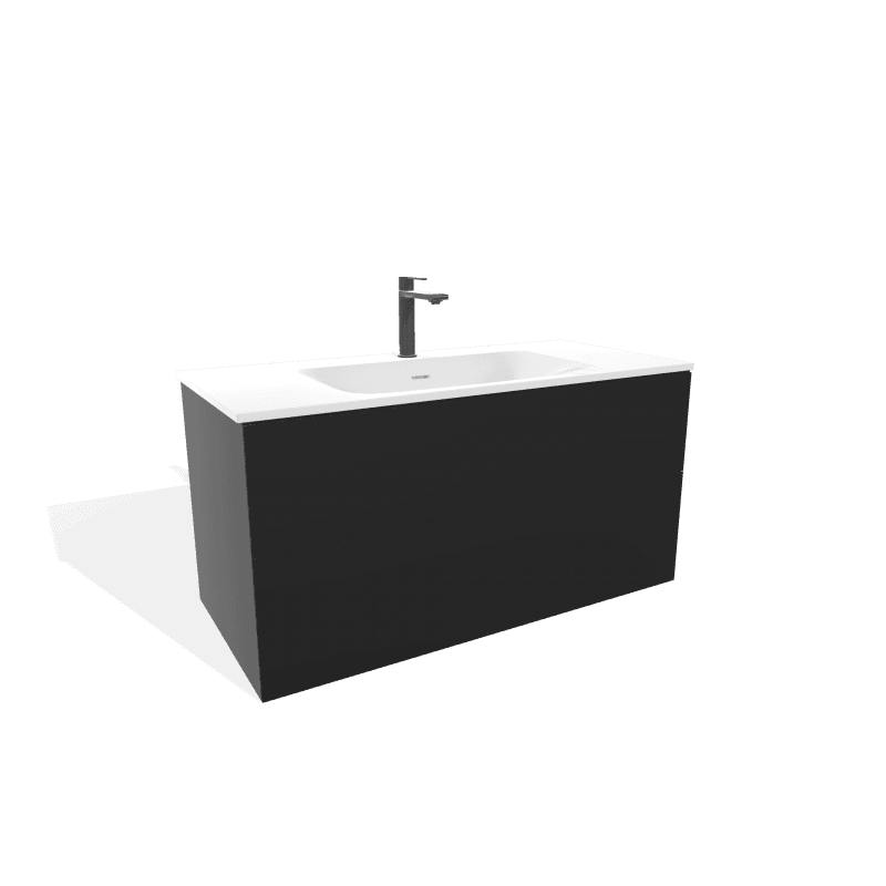 MEUBLE FUJI NOIR ABSOLU 1000 2 tiroirs