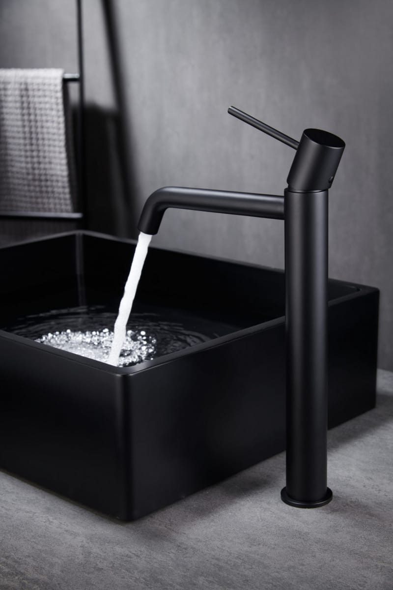 MITIGEUR LAVABO MONZA HAUT NOIR MAT – Image 2