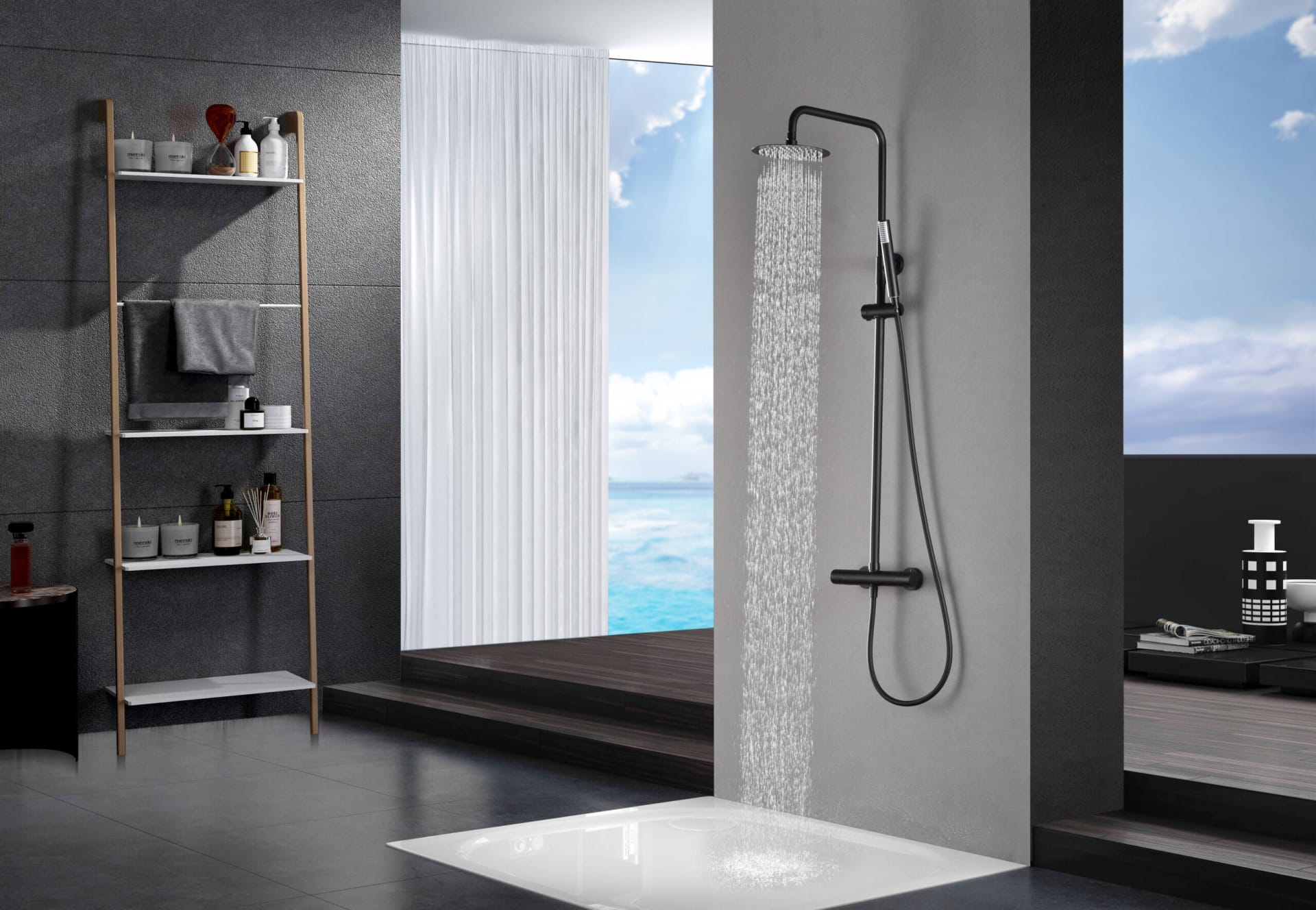 COLONNE DE DOUCHE THERMOSTATIQUE MONZA NOIR MAT – Image 4