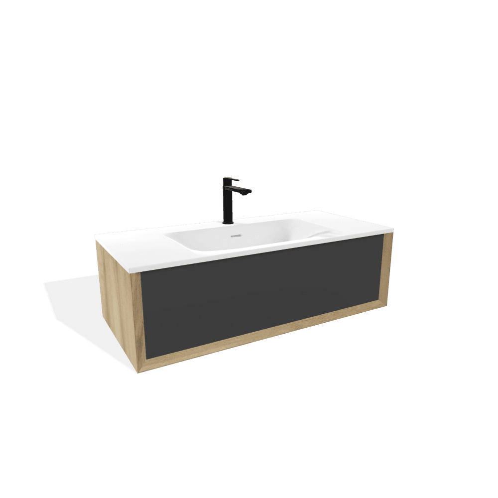 MEUBLE DAKOTA 120CM GRIS ANTHRACITE LAQUE MAT VASQUE A GAUCHE