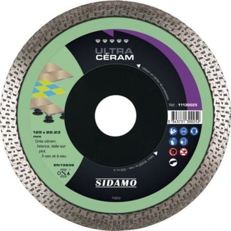 Sidamo - Disque diamant ULTRA CÉRAM D. 125x22,23xH10mm
