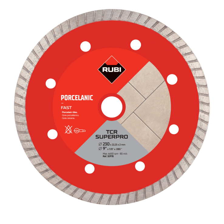 RUBI - DISQUE DIAMANT GRÈS PORCELAINE TURBO - TCR D.230x22,2xH2mm
