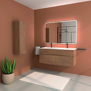 MEUBLE DANAE CHENE CLAIR DOUBLE VASQUE 1400