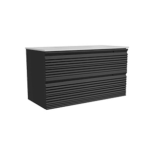 MEUBLE DUNE 120CM NOIR ABSOLU LAQUE MAT DOUBLE VASQUE