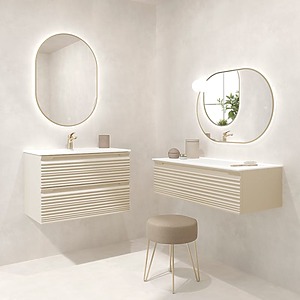 MEUBLE DUNE 120CM SABLE LAQUE MAT DOUBLE VASQUE