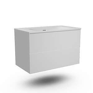 MEUBLE FREGATE 140CM BLANC GLACIER BRILLANT DOUBLE VASQUE