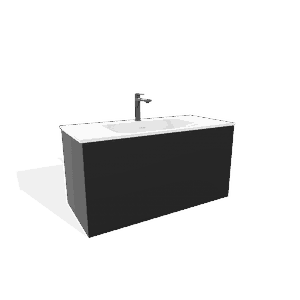 MEUBLE FUJI NOIR ABSOLU 1000 2 tiroirs