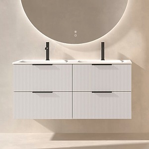 MEUBLE GABAN BLANC LAQUÈ VELOURS 120CM